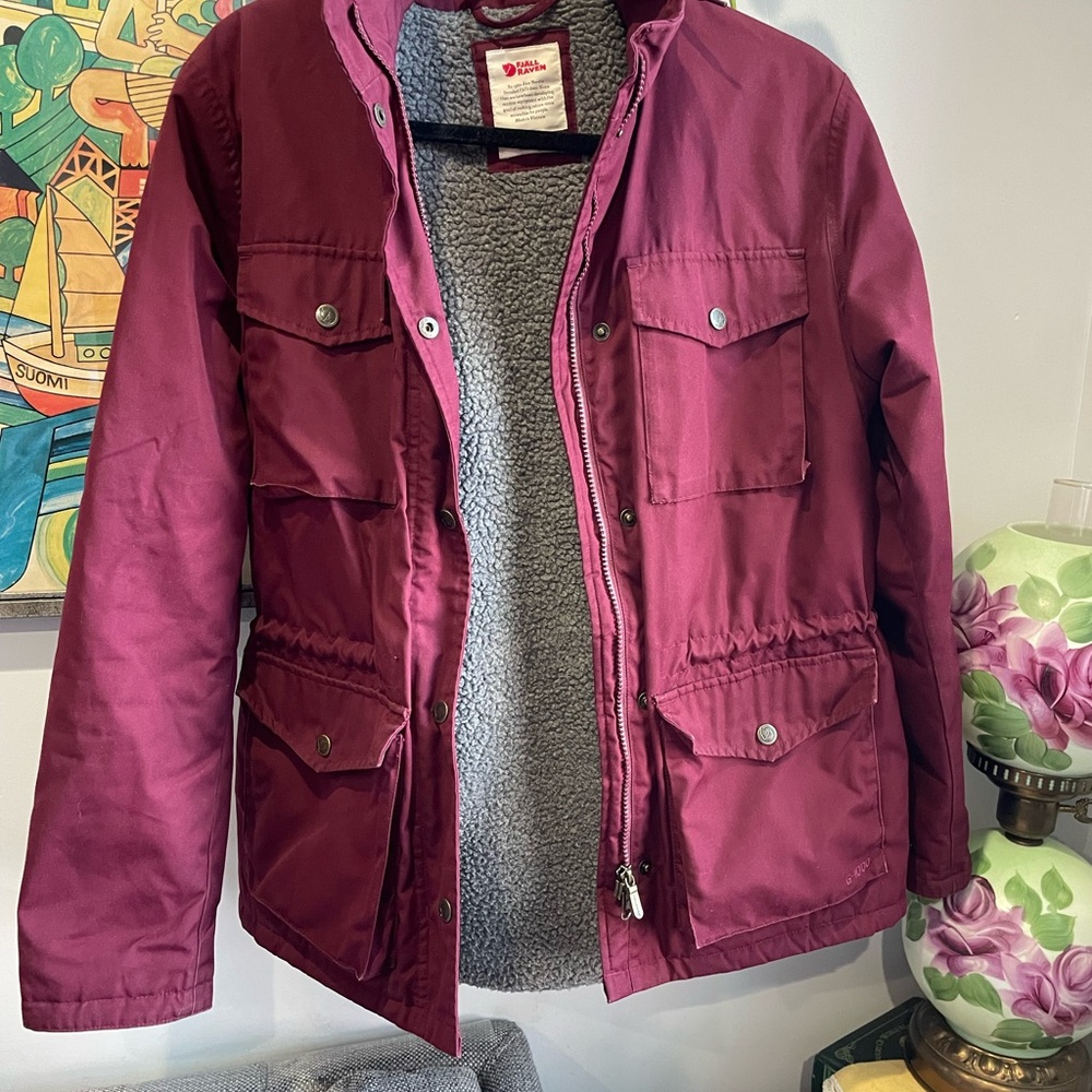 Fjallraven Maroon Jacket with Gray Lining